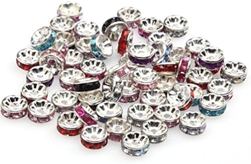 DUMAN 100pcs 8mm Mixed Color Rondelle Acrylic Crystal Rhinestone Spacer Beads for Jewellery Making