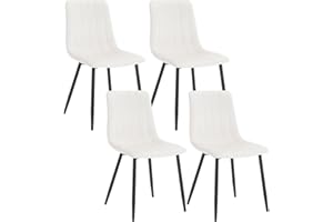 Klihome Krzesła do jadalni, zestaw 4 sztuk, krzesło kuchenne, do jadalni, krzesło tapicerowane, krzesło do salonu, aksamit, metalowe nogi, beżowy, K0008EZS-4