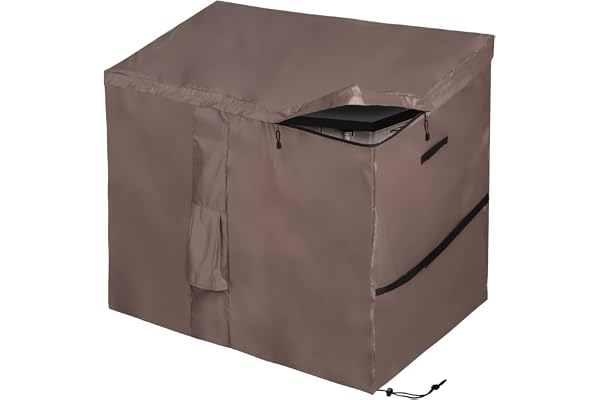 Housse Imperméable pour Abri de Jardin, Bâche de Coffre de Rangement Extérieur avec Dessus à Ouverture Facile, Pour la Série Store It Out, 420D Oxford Brun (147*86*125cm)
