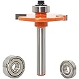 Sinoprotools 3 In 1 Biscuit Jointer Router Bits,1/4" Shank Biscuit Joint Slot Cutter Router Bit Set with 2 Adjustable Bearings 5/8"&3/4",Changeable Biscuit Cutter-#20 Changed to #00 and #10 (Orange)