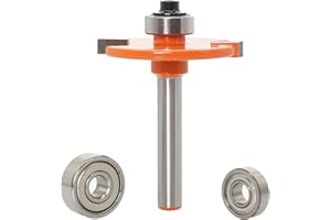 Sinoprotools Set di frese a disco da 3 pezzi, fusto da 6 mm, fresa per legno a forma di T, con 2 cuscinetti regolabili, fresa a disco 00# convertibile in 10# e 20#, I=4, S=6)