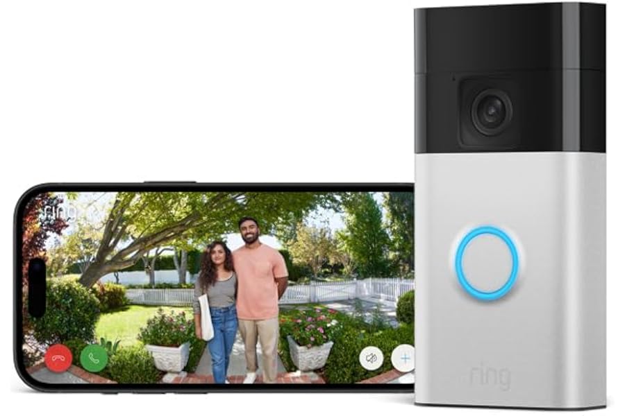 Ring Battery Video Doorbell | DIY Wireless Video Doorbell Camera with Head-To-Toe View, HD Video | Easy to install (5 min) | With Built-in Battery I 30-day free trial of Ring Subscription Plan