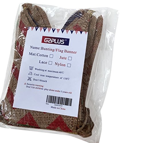G2PLUS Schöne Leinen Wimpel Hessischen Girlande Vintage Rustikal Süße Bunting Wimpelkette Farbenfroh Wimpeln für Draußen Hochzeit - 5