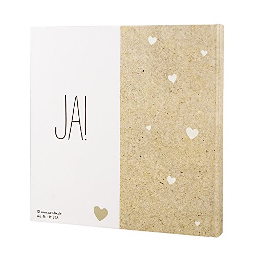 Gästebuch Hochzeit „JA!“ ‚Wir sind verheiratet‘ in Kraftpapier-Look mit kleinen weißen Herzen - 3