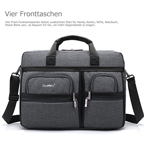 Laptop Aktentasche, CoolBell 17,3 Zoll schützend Messenger Bag Nylon Schultertasche Multifunktional Henkeltasche Laptop / Ultrabook / Tablet / Macbook / Dell / HP / Männer / Frauen / Geschäft (Grau) - 2