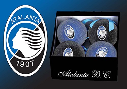 Giemme Artículos Promoción-Set de 4 Bolas de Navidad, Diámetro: 65 Mm Atalanta Producto Oficial de Regalo