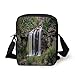 Produktbild Nature,Photo of Waterfall Forest Jungle Corleone Sicily Rocks Trees Grass Landscape,Brown Green White Print Kids Crossbody Messenger Bag Purse