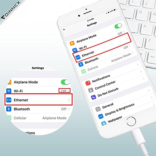 FOINNEX Aluminum Lightning to Ethernet Adapter For iPhone/iPad, iPhone/iPad to Ethernet Adapter Cable Connect the Lightning Bolt to Wired Lan Ethernet Internet through via RJ45 Port -- Silver FOINNEX Aluminum Lightning to Ethernet Adapter For iPhone/iPad, iPhone/iPad to Ethernet Adapter Cable Connect the Lightning Bolt to Wired Lan Ethernet Internet through via RJ45 Port -- Silver