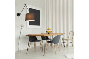 B·LED BARCELONA LED Applique murale avec bras articulé et abat-jour en tissu noir cylindrique design nordique classique élégant interrupteur et douille E27 pour lecture salon Table de chevet hôtel