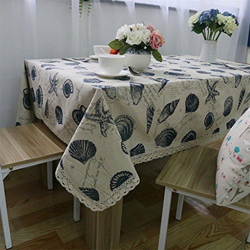 Yinpinco7285 Rectangle/Square Tablecloth Washable Cotton Linen Table Cover Decor size 60*60cm (Sea Shell)