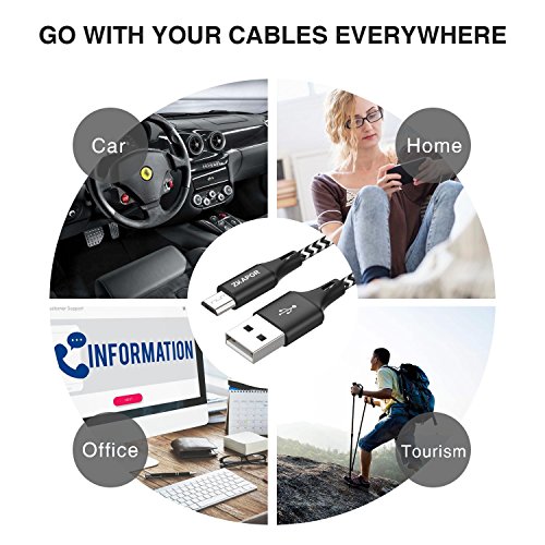 C  ble Micro USB en Nylon Tress    ZKAPOR Chargeur Samsung  2m  Lot de 3  Charge Rapide et Synchro Cordon de Donn  es C  ble USB pour Samsung Galaxy S7  S6  J3  J5  J7  Xiaomi Redmi 5  5Plus  Honor 6X  Huawei  LG  Nexus  Kindle  Echo Dot  Noir 