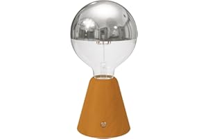 ‎CREATIVE CABLES creative cables - Tragbare, wiederaufladbare LED Leuchte Cabless01 mit Globe Glühbirne mit silberfarbener Kopfspiegelung - Mit Glühbirne, Safrangelb