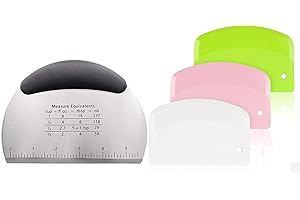 ＣＨＡＭＯＫＡ Grattoir à Pâte,Grattoir a Pâte en Inoxydable avec 3 PCS Coupe-Pâte Plastique pour Pâte à Gâteau Cuisson Pizza Pain