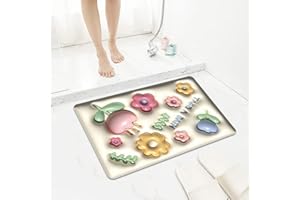 Shengou Agua súper Absorbente Alfombra de Baño,3D Alfombra de baño Suave,Alfombras de baño Antideslizantes,Suave y acogedora Alfombra de Baño(40_x_60_cm, 3D / Flores)