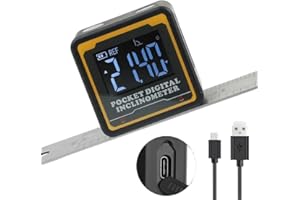 AIWORTH Mini Digital Inclinometers Angle Finder - Rechargeable Angle Gauge with Backlight LCD - Waterproof Level Angle Measurement Tool for Carpentry Building Masonry Auto Home DIY