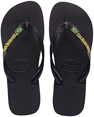 Havaianas Brasil Logo &amp; Mix Flip Flops (UK:8/9, Black)