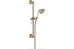 Jacob Delafon - Set de douche Louise - Avec Barre, Flexible et douchette - Design Rétro - Économie d’eau - 53x22x128,90 cm - Finition Bronze - E24364-BCN