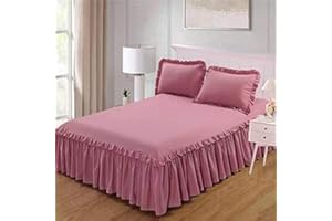 UYEOCO WWQQ Elastico Gonna Letto con Volant Avvolgente Gonna da Letto Una Piazza E Mezzo Matrimoniale/Singolo Mantovana Giroletto Quattro Stagioni Universali Gonna Letto Copriletto