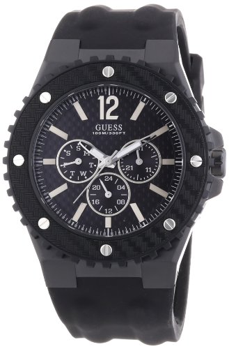 Guess Herren-Armbanduhr XL Overdrive Multifunktion Analog Quarz Silikon W11619G1