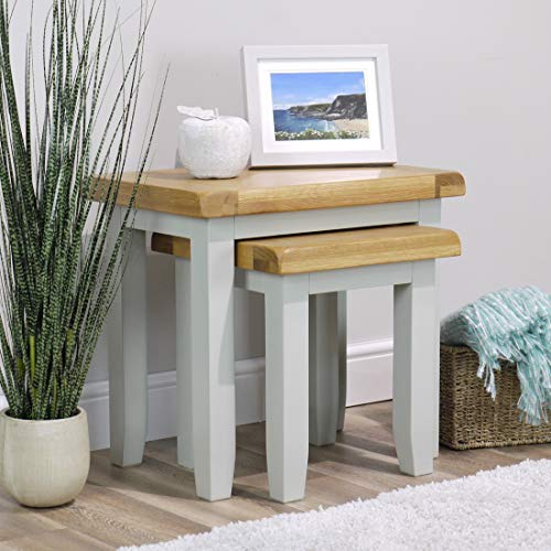 Arklow Painted Oak Dovetail Grey Nest of Tables/Living Room Storage