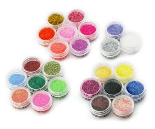 24 Shinny und Metall Farbe Prof. Nail Art Glimmer Glitter Pulver Glitterstaub Set - 2