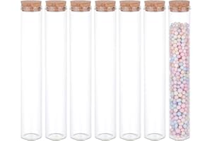BENECREAT 10Pcs Tube à Essai en Verre de 100 ml avec Bouchon en Liège, Mini Pots de Bouteilles en Verre Plat Transparent pour Cadeaux de Fête, Candy, Épices, Perles