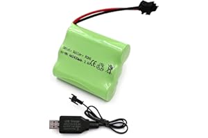 Gecoty® Batería 3.6V 2400mAh, batería AA Recargable NiMH, con Cable de Carga USB y Enchufe SM 2P para Juguetes de Control Remoto, iluminación, Herramientas eléctricas, electrodomésticos
