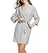 Produktbild EKOUAER Damen Viskose Morgenmantel Bademantel Lässig Bodywear Kimono Elegant Hausanzug im Streifenlook mit Seitentaschen Freizeit Schlafanzug Sleepwear mit 3/4-Ärmeln