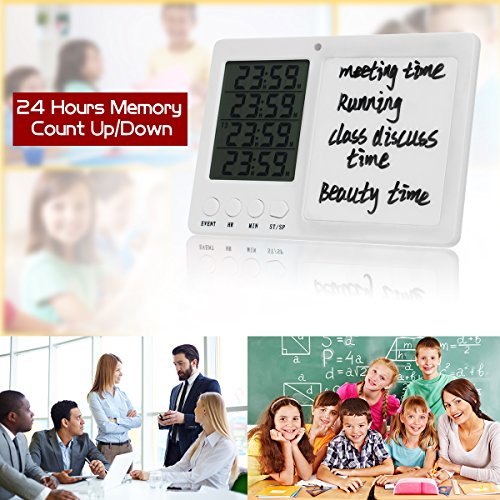YYGIFT ® 4-fach Digitaler Küchentimer Küchenuhr Elektronischer Timer Eieruhren mit der Weißwandtafel Schreibstift Radierschwamm Vier Kanälen beim Lernen und in der Küche - 5