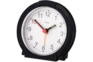 ‎HAMA Hama analoger Wecker ohne Ticken (batteriebetriebene Uhr mit Alarmfunktion, Wecker mit Licht, fluoreszierender Stunden- und Minutenzeiger, einstellbare Alarmzeit, 12,5 x 6,5 x 17 cm) schwarz