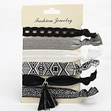 XY Fancy 5 Pc/lot Harajuku Style Cheveron/Dot/Flower Print Knot Elastic Ribbon Hair Ties/Headband/Wristbands Girl Ponytail Holder Hair Accessories