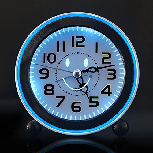 Pingxia 4 Zoll Großen Glockenwecker Ohne Ticken Wecker Laut Tischuhr Nachtlicht , Schlummerfunktion , Weckmelodien , Batteriebetrieben Schwarz 11.5cm × 10cm × 4.2cm - 2