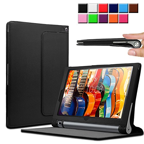 Infiland Lenovo Yoga Tab 3 10.1-Inch Funda Case, Folio PU Cuero Cascara Delgada con Soporte para Lenovo Yoga Tab 3 10.1-Inch Tablet(con Auto Reposo/Activación Función),(Negro)