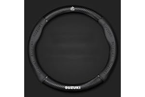 CAULO Auto Lenkradhüllen für Suzuki Jimny FJ 1998-2018, Auto-Lenkradabdeckung Aus Kohlefaser Atmungsaktive Antirutsch Zubehör,Black