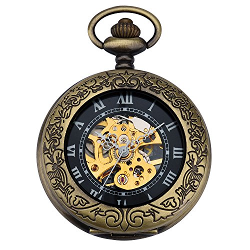 ZEIGER Herren Taschenuhr Analog Mechanisch Handaufzug Uhr Skelett Taschenuhr Armbanduhr Bronze Herren Uhr W345 ZEIGER Herren Taschenuhr Analog Mechanisch Handaufzug Uhr Skelett Taschenuhr Armbanduhr Bronze Herren Uhr W345