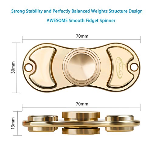 Fidget Hand Spinner Spielzeug, AiRunTech Copper High Speed EDC ADHD Focus Spinner to Relieves Anxiety and Boredom Fidget Hand Spinner Spielzeug für Kinder und Erwachsene Spielzeug Geschenke (Spinner01-Brass) - 6