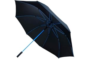 COLLAR AND CUFFS LONDON - XXL Ombrello da Golf - 95 km/h - Arco di 172 cm - Antivento Extra Robusto - Classico - Struttura Rinforzata con Fibra di Vetro di Colore Blu - Apertura Automatico - Nero