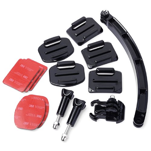 VOSMEP 14 en 1 kit de Accesorios Tornillos Casco Brazo de Extensión para Autorretratos Curvo Adhesiva Pegajosa para el Montaje GoPro Héroe 1 2 3 3+ SJ4000 SJ5000 GP8