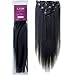 Lina Silky Soft Human Hair Women Clip In Straight Extensions Hairs #01 Jet Black