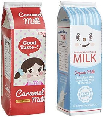 Creative Simulation Of Milk Cartons Pencil Case PU Pen Bag Kawaii Stationery Pouch Office School Supplies (2PCS)