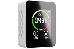 SALUAQUI Moniteur de qualité de l'air, Détecteur de Radon Grand écran LCD, Moniteur de qualité de l'air Intérieur avec Système Intuitif de Code Couleur pour Serres, Production Agricole,