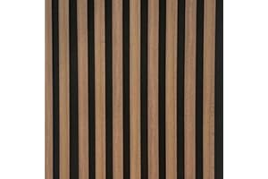 A2Z Floors MDF Wall Panels Acoustic Slat Wood Decorative Sound Absorbing Interior Decor Veneer Contemporary Luxury Slatted Wall Panel Boards – 2400mm x 134mm – Pack of 1 Board (WALNUT-3037)