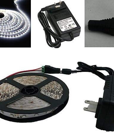 XUEQIANGWhite Led Strip Light and Connector and Ac110-240V to Dc12V3A Transformer