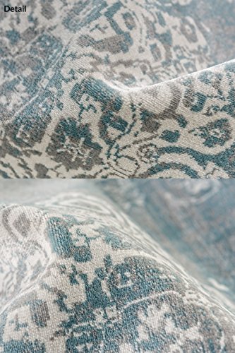 Teppichshop-Online – Teppich gewebt – Cool Vintage Medaillon – Dunkelgrau Dunkelblau – 80x150cm - 3