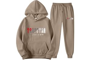 XYYYHTL Trapstar Tracksuit Tracksuit Mens Full Set Jogging Set Hooded Jacket + Trousers Pants Trapstar Pocket Tracksuit Unisex with Letter Print Suit for Autumn and Winter Trapstar Coat