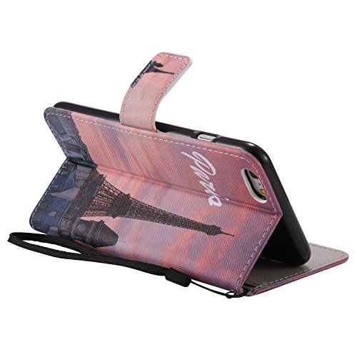 Feeltech iPhone 6 Plus/6s Plus Hülle PU-Leder und Brieftasche Bunte Muster Fall mit Magnetverschluss, Hybrid-Kickstand mit Stand-Funktion, schlagen Sie schützende weiche TPU Stoßstangenabdeckung und Kreditkartenhalter für iPhone 6 Plus/6s Plus Handgelenk Bügel-Buch-Art-Geldbeutel-Tasche mit 2 In 1 Berühren Sie Stift – Turm - 2