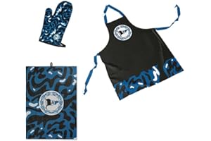 DSC Arminia Bielefeld Grillset 3-teilig schwarz-weiß-blau | Schürze | Handtuch | Handschuh