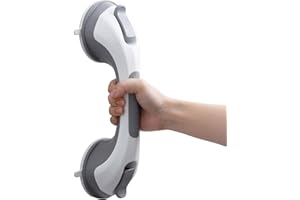 TAILI Barras de Agarre para Baño, MAX 110 KG Asa de Seguridad para Baño, 31 CM Agarrador Duchas Personas, Seguridad para Ancianos, Discapacitados, Succión Agarraderas para Mayores - Gris