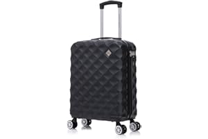 Preston Morgan 55x40x20cm Ryanair Priority Cabin Suitcase, Inc for EasyJet, Jet2, Hardshell Lightweight Small Suitcase with Built-in Cup Holder 4 Wheels and Built-in TSA Lock (Black, 44Liter)