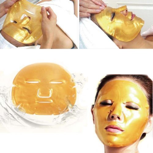 ONE1X - 5X Crystal 24K Gold Powder Gel Collagen Face Mask Masks Sheet Patch, Anti Ageing Aging, Skincare, Anti Wrinkle, Moisturising, Moisture, Hydrating, Uplifting, Whitening, Remove Blemishes & Blackheads Product. Firmer, Smoother, Tone, Regeneration Of Skin. Suitable For Home Use Hot or Cold.